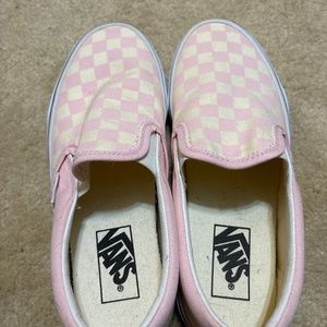 Pink/cream Vans slides